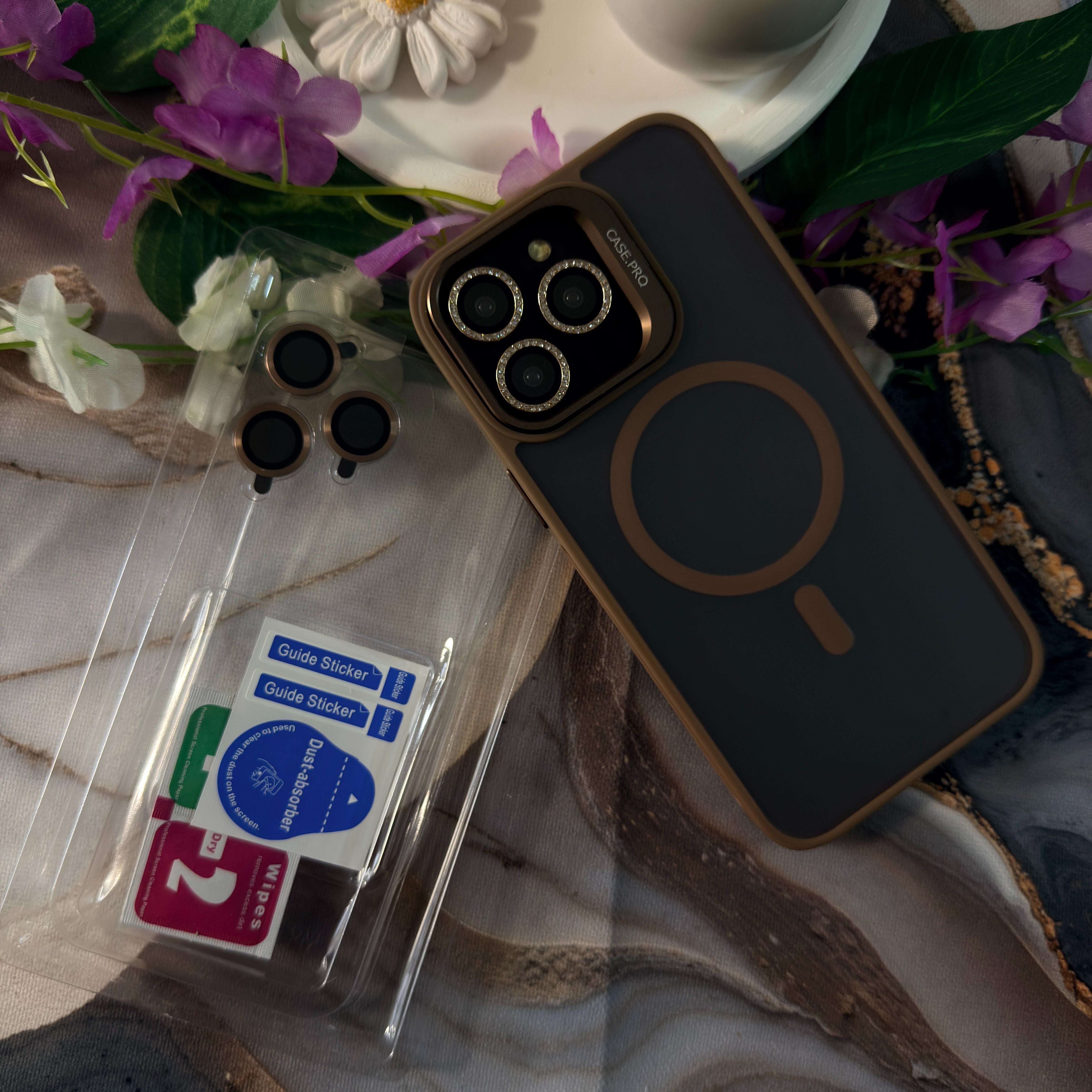 Standlı Kamera Lens Hediyeli MagSafe Telefon kılıfı