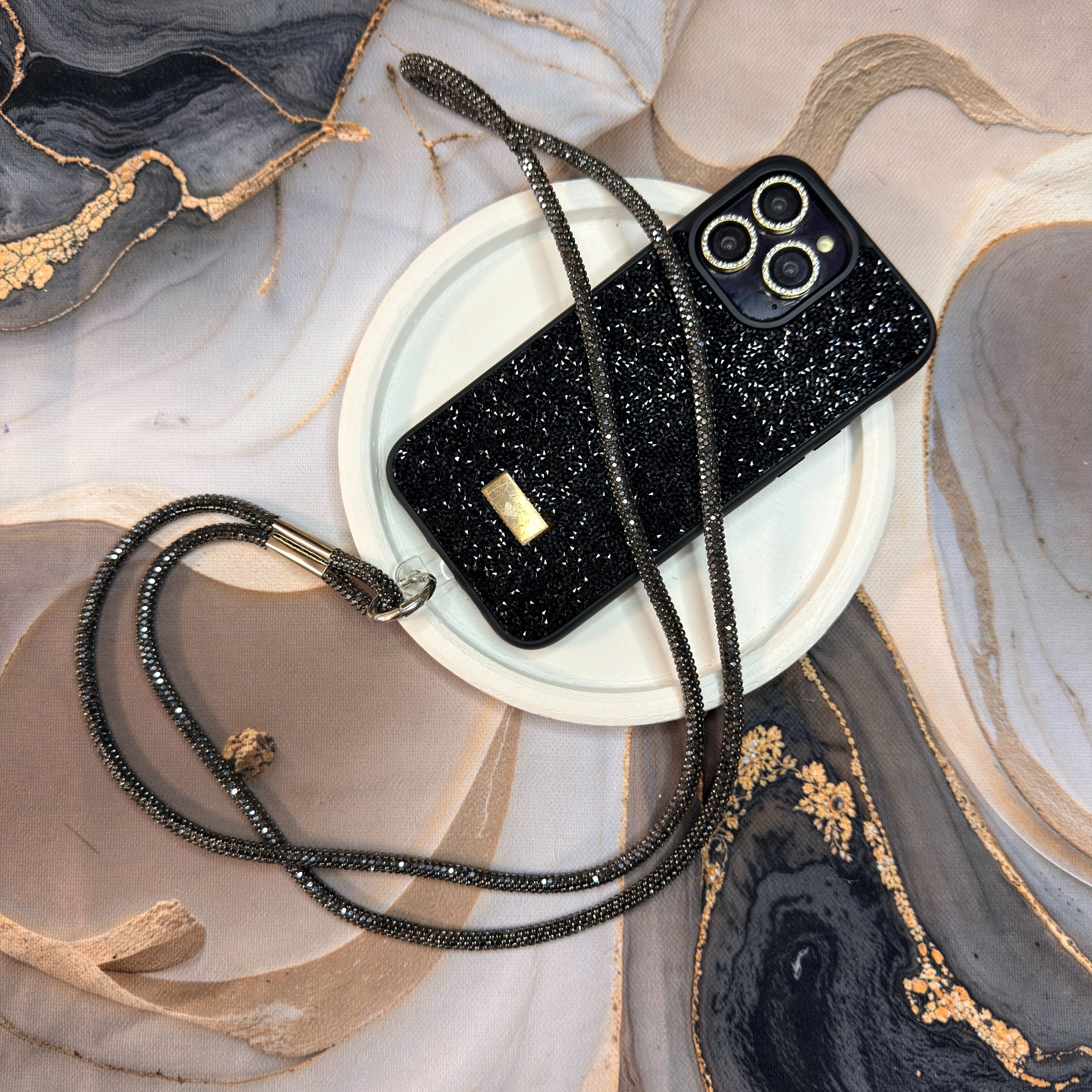 Taşlı Işıltılı Telefon Askısı