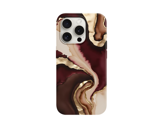 Kahverengi Gold Damar Desenli Lüks Telefon Kılıfı *** 395